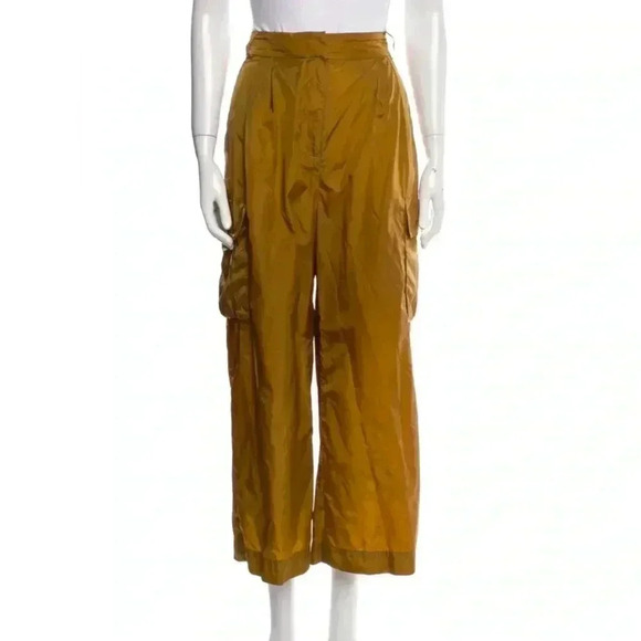 TIBI Stella Crispy Nylon Pleated Cargo Pants in Tan, Size 0 - Picture 1 of 3